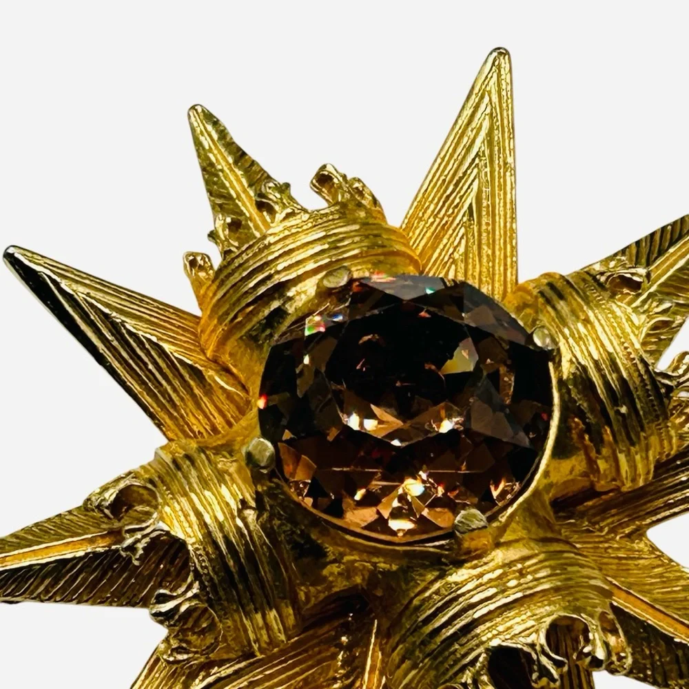 Vintage Benedikt NY Star & Crown Brooch Pendant